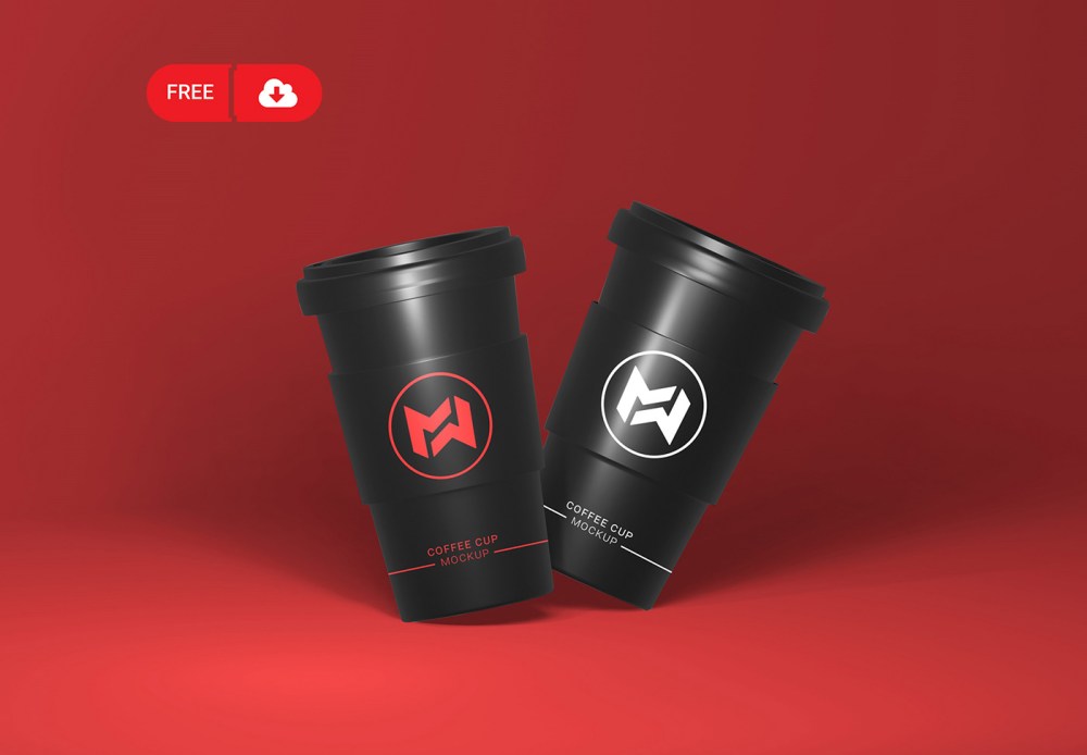 Free Download Black Coffee Cup Mockup