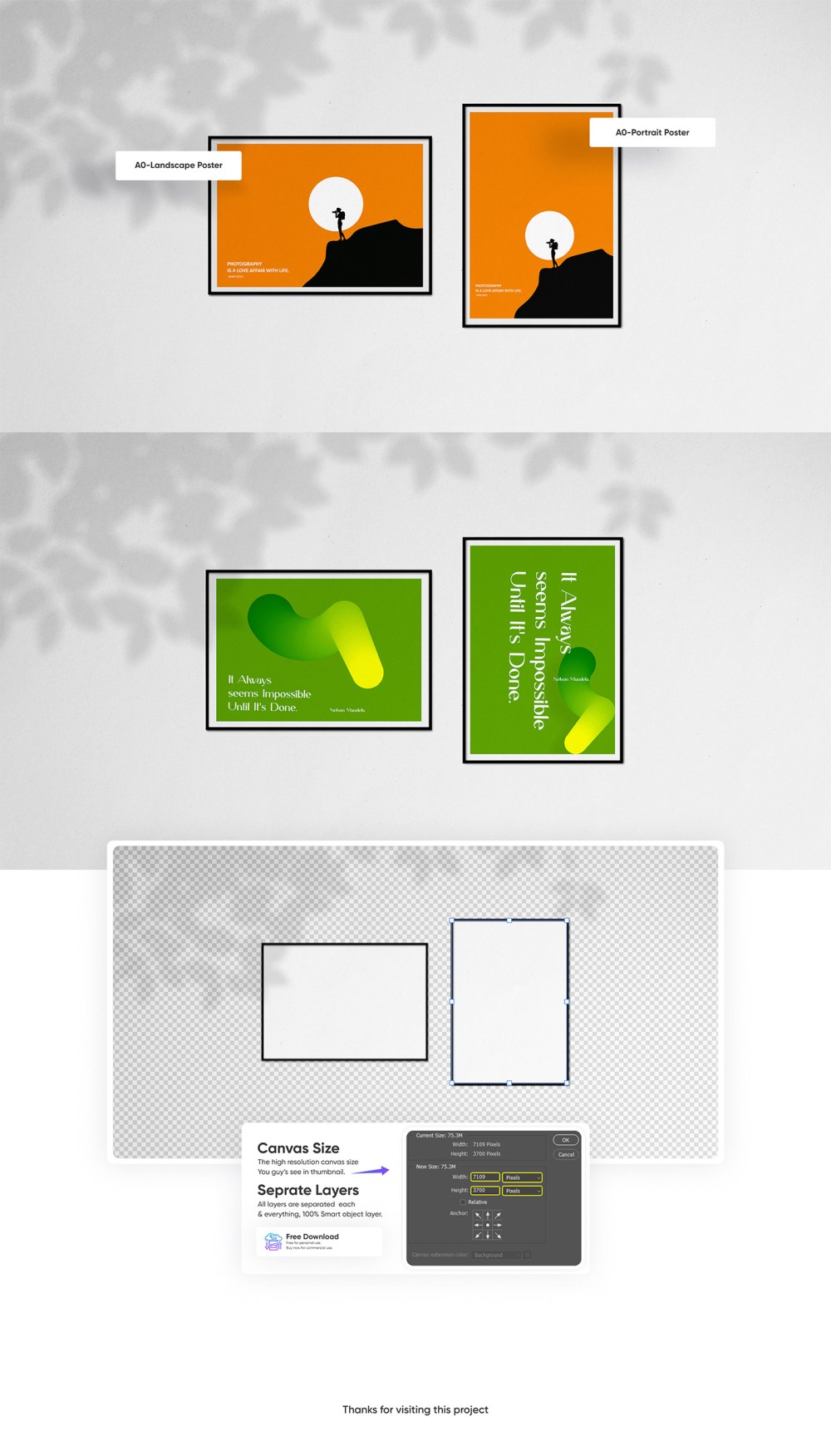 Free A0- Landscape & Portrait-Poster Mockup
