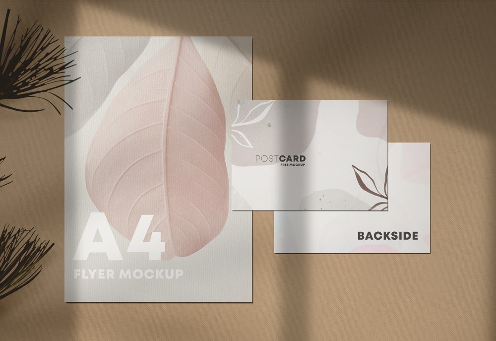 A4 Flyer & Postcard Free Mockup