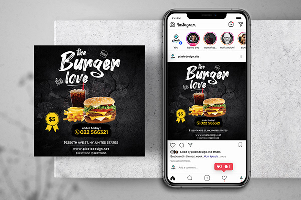 Burger Sales Free Instagram Banner Template (PSD)