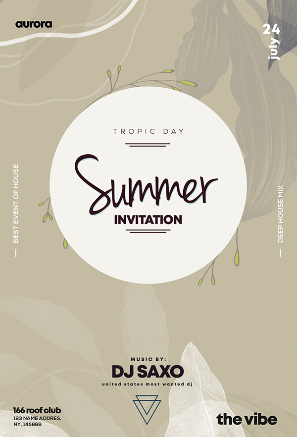 Summer Invitation Free PSD Flyer Template
