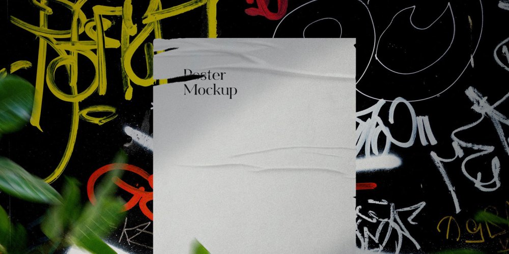 Free Ripped Poster Mockup: Graffiti Wall