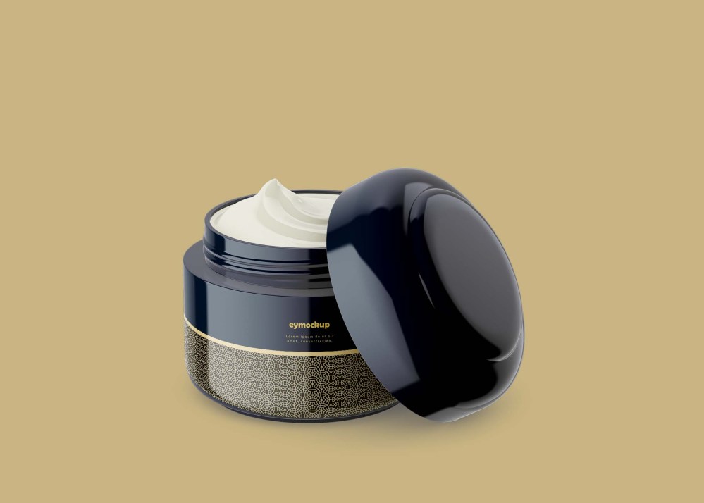 Free Cosmetic Cream Small Jar Label Mockup | eyMockup