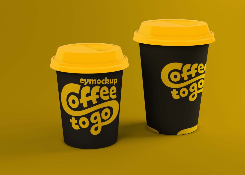 Free Premium Coffee Cup Label Mockup | eyMockup