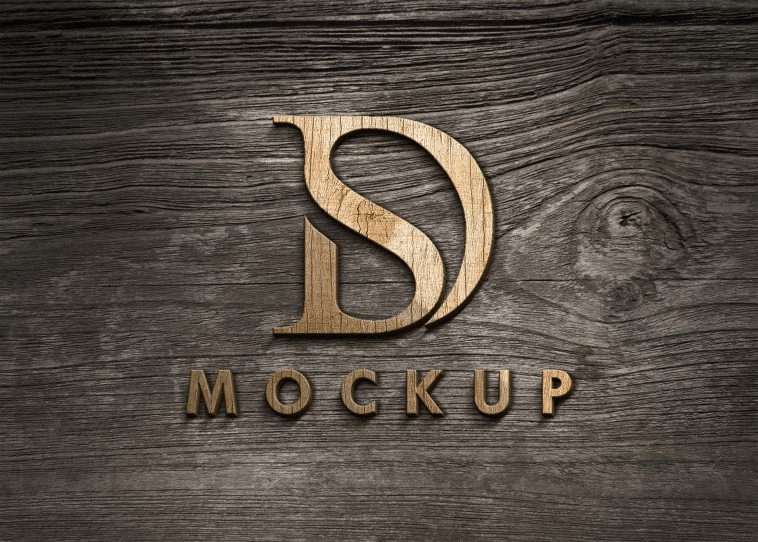 Wooden 3D Logo Mockup | eyMockup