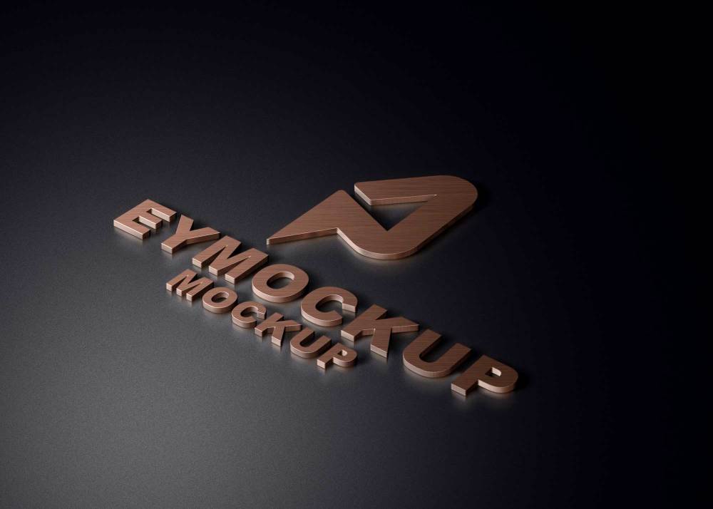 3D Copper Logo Mockup - Freebies Mockup