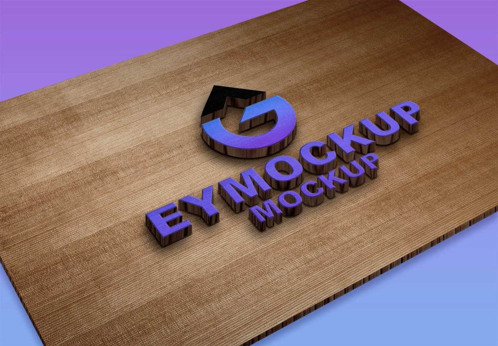 CNC 3D Wood Logo Mockup - Freebies Mockup