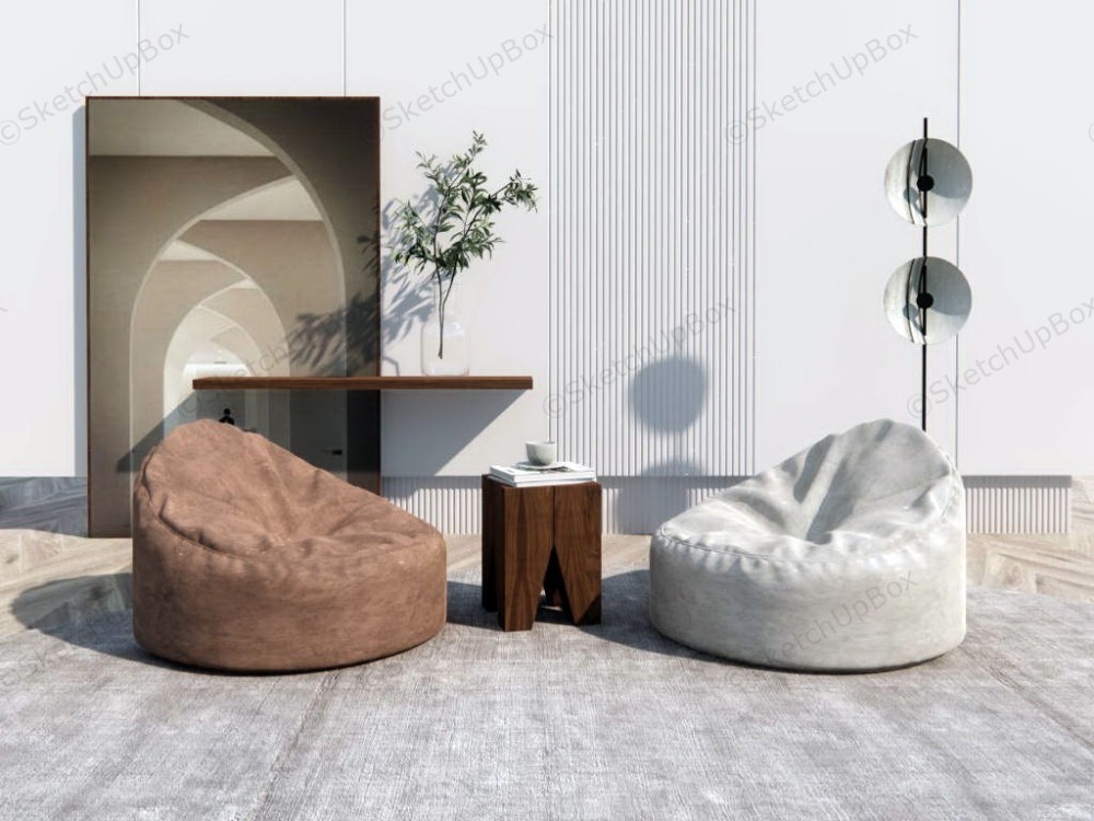 Bean Bag Living Room Set SketchUp 3D Model .skp File Download - SketchupBox