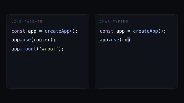 Two code reveals, side by side