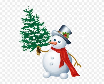 0, - Snowman And Christmas Tree Clipart