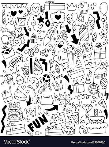 0055 hand drawn party doodle happy birthday