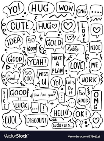 0082 hand drawn background set cute speech