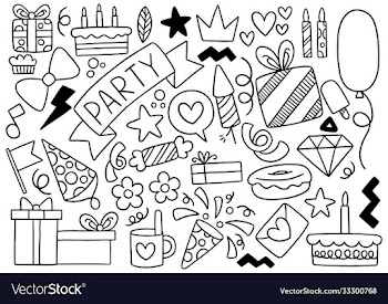 0101 hand drawn party doodle happy birthday
