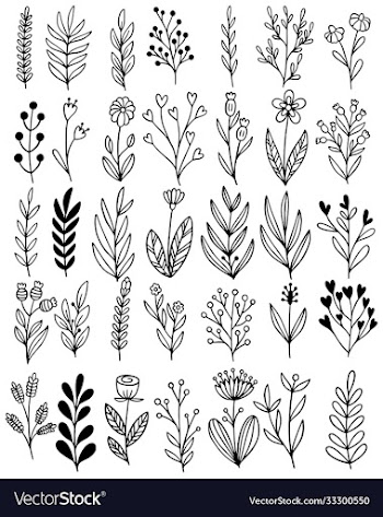 0112 hand drawn flowers doodle