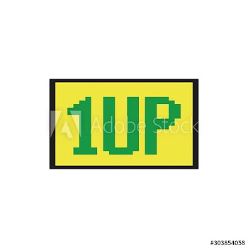 1 up label 8 bits pixelated style icon