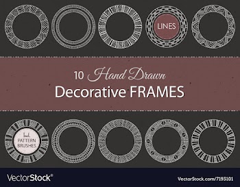 10 decorative hand drawn frames vector image