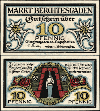 10 Pfennig "Notgeld" banknote (1920) of Berchtesgaden, | Free Photo - rawpixel
