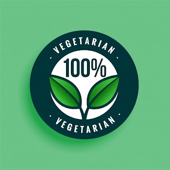 100% vegetarian label Free Vector