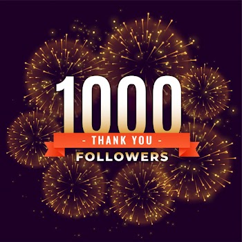 1000 followers thank you celebration firework template Free Vector