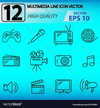 12 multimedia line icon vector image