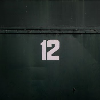 12-printed on black steel gate