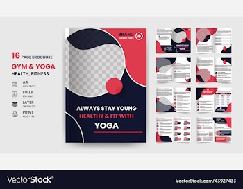 16 page gym yoga health and fitness brochure