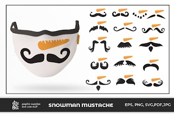 16 Snowman Mustache for Mask design Bundle