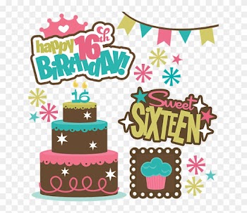 16th Birthday Clipart, 16th Birthday Clipart Free, - Happy Birthday 16th Girl