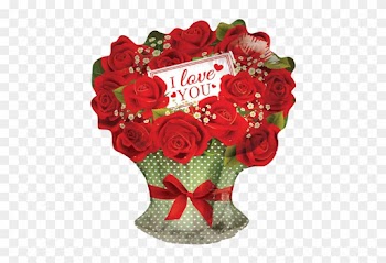 18" I Love You Red Roses Branch Balloon - Love You Rose Bouquet