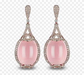 18k Rose Gold Earrings Set With - Rose Quartz Drop Earrings
