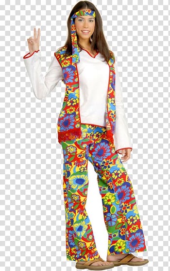 1960s 1970s Halloween costume Hippie, woman transparent background PNG clipart