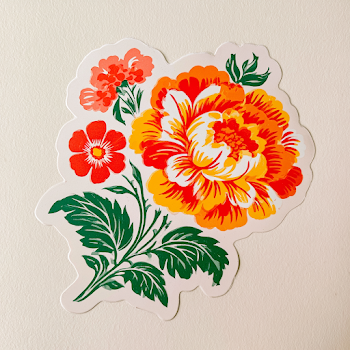 1970s Floral Sticker Clip Art