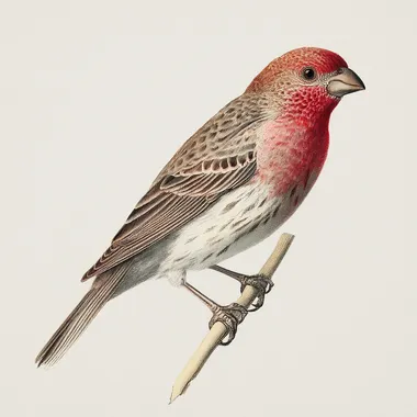 19th Century Natural History Illustration of a House Finch 19th Century Natural History Illustration of a House Finch