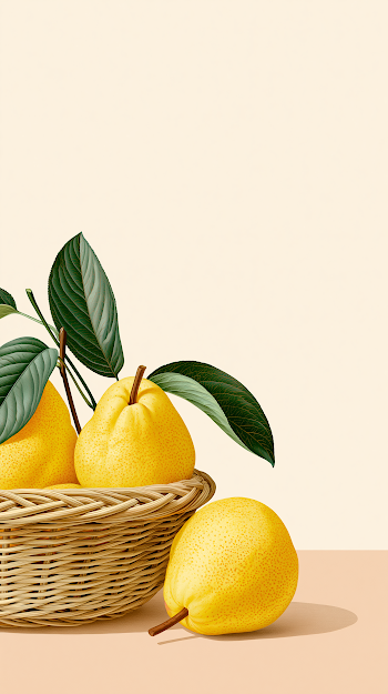 19th Century Naturalist Illustration of Yellow Pears