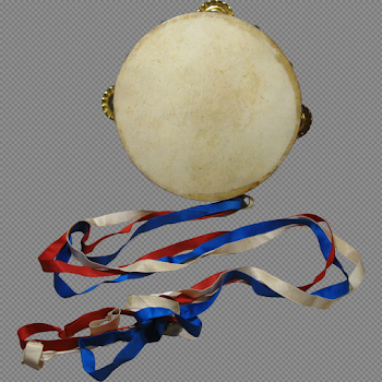 19th Century Tambourine with Red, White, Blue Ribbons, Dated June ...