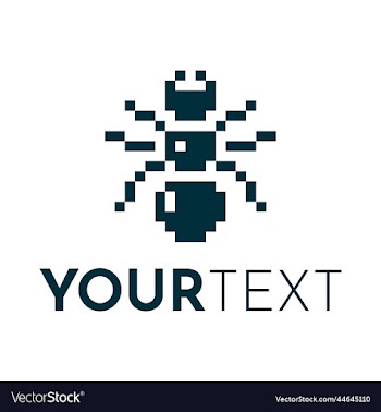 1bit pixel art emblem of black ant