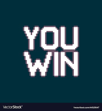 1bit pixel art lettering of inscription you win
