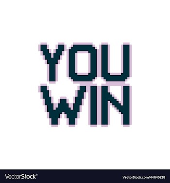 1bit pixel art lettering of inscription you win