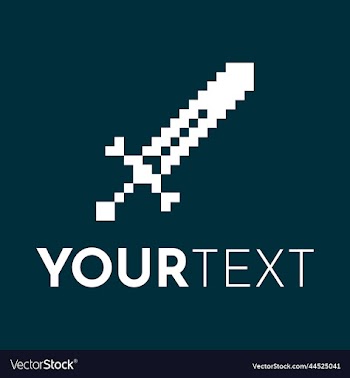 1bit pixel art logo of medieval knights sword