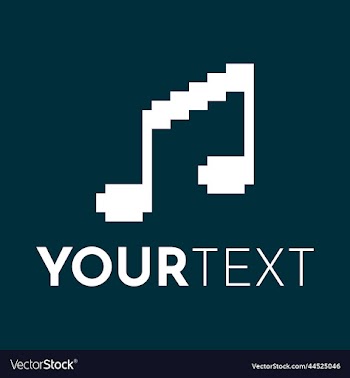 1bit pixel art logo of musical note