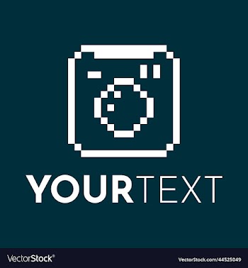 1bit pixel art logo of square abstract camera
