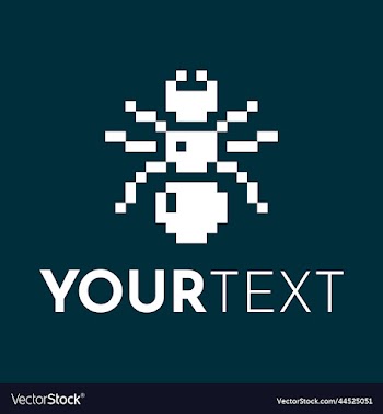 1bit pixel art logo of white ant