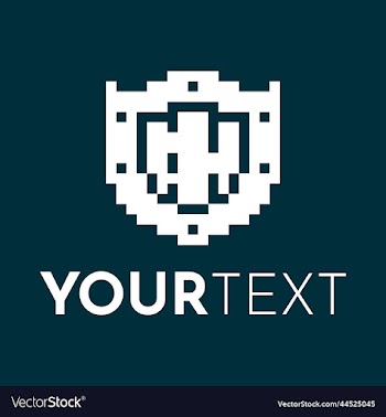 1bit pixel art logo of wooden shield