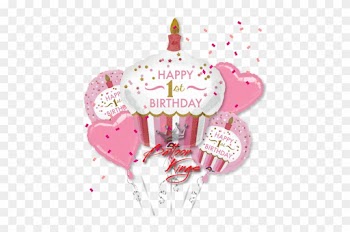 1st Birthday Girl Cupcake Bouquet - Happy 1st Birthday Girl