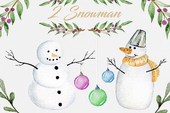2 Cute watercolorsnowman