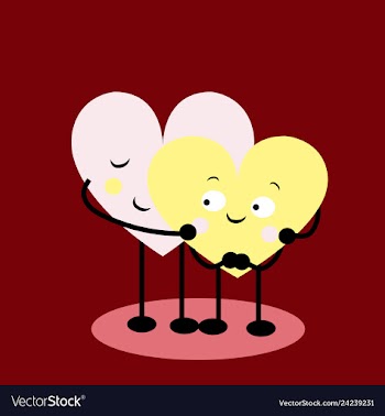2 linked hearts with eyes vector image