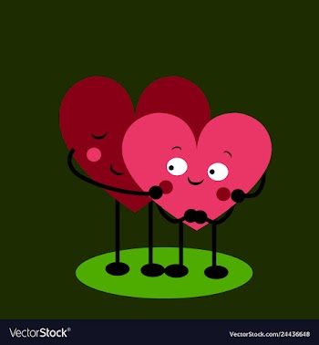 2 linked hearts with eyes vector image
