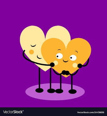 2 linked hearts with eyes vector image