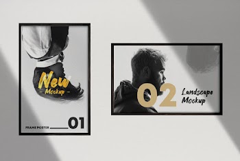 2 Poster Frames Free Mockup (PSD)