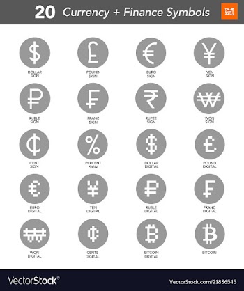 20 currency and finance symbols vector image